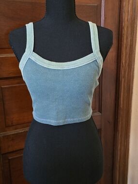 wild fable Teal Ribbed Cropped Tank